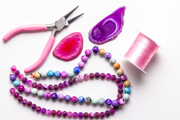 Purple, pink, rose gemstone beads