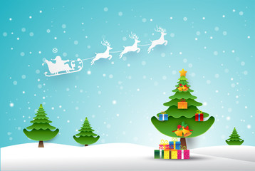 Santa Claus, Happy new year, christmas vector,paper art style