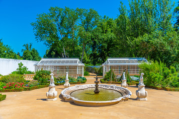 Greenhouses at the gardens of the national palace of Queluz in Lisbon, Portugal