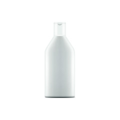 mock up of white plastic shampoo bottle isolated on white background. 