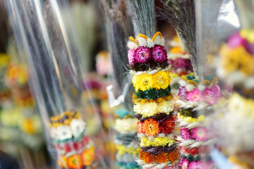 Traditional Lithuanian Easter palms known as verbos sold on Easter market in Vilnius, Lithuania