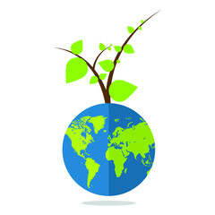 Plant grow up from planet . Concept of eco planet. Earth day.