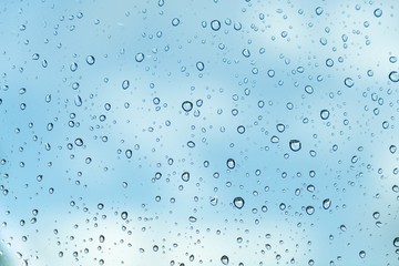 Water drops on a glass window.