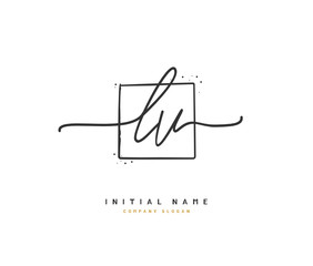 L V ,  Beauty vector initial logo, handwriting logo of initial signature, wedding, fashion, jewerly, boutique, floral and botanical with creative template for any company or business.
