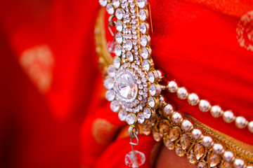 Indian Wedding Ceremonial. Luxury Oriental Fashion beauty Accessories: Bridal Pagadi