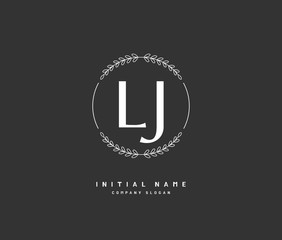 L J LJ Beauty vector initial logo, handwriting logo of initial signature, wedding, fashion, jewerly, boutique, floral and botanical with creative template for any company or business.
