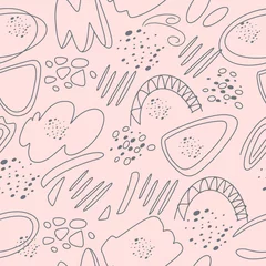 Selbstklebende Fototapeten Vector seamless pattern in gentle pastel colors. abstract spots, geometric shapes. minimalistic universal background. abstract doodles © Lesya