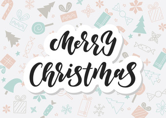 Merry Christmas hand drawn lettering