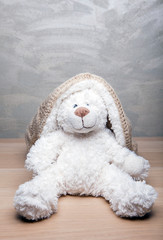 wool hat bear table background 