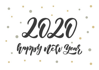 Happy New Year 2020 hand drawn lettering.