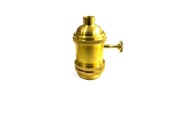 Fototapeta na wymiar gold metallic E27 lamp holder with turning knob 