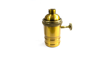 Fototapeta na wymiar dark gold metallic E27 lamp holder with turning knob switch