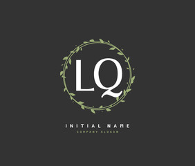 L Q LQ Beauty vector initial logo, handwriting logo of initial signature, wedding, fashion, jewerly, boutique, floral and botanical with creative template for any company or business.