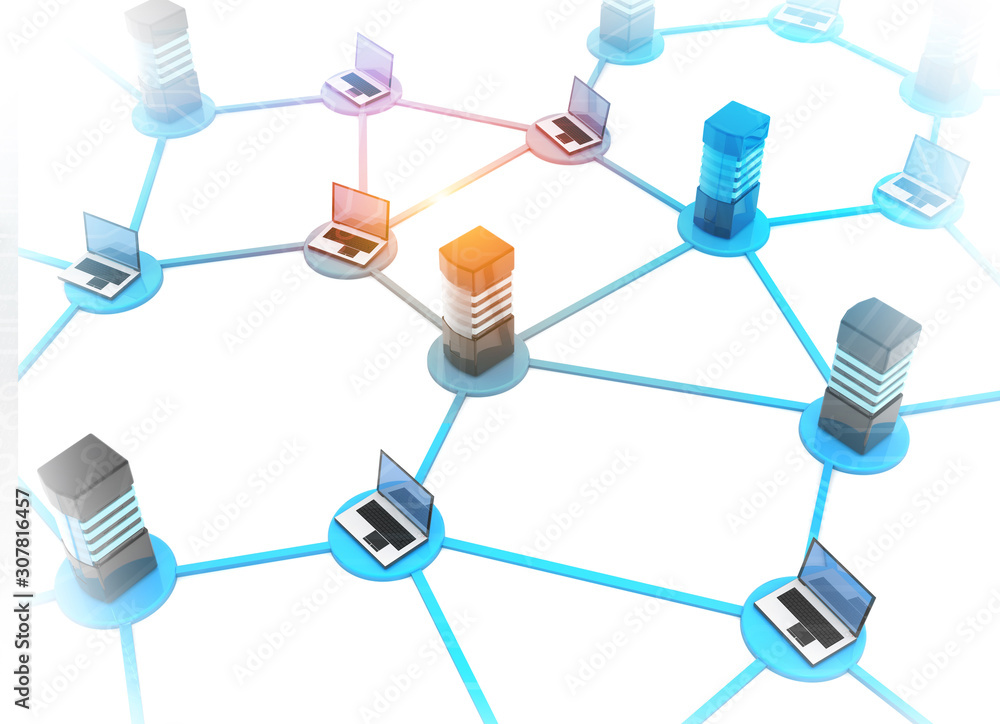 Poster computer networking, internet technology. 3d illustration