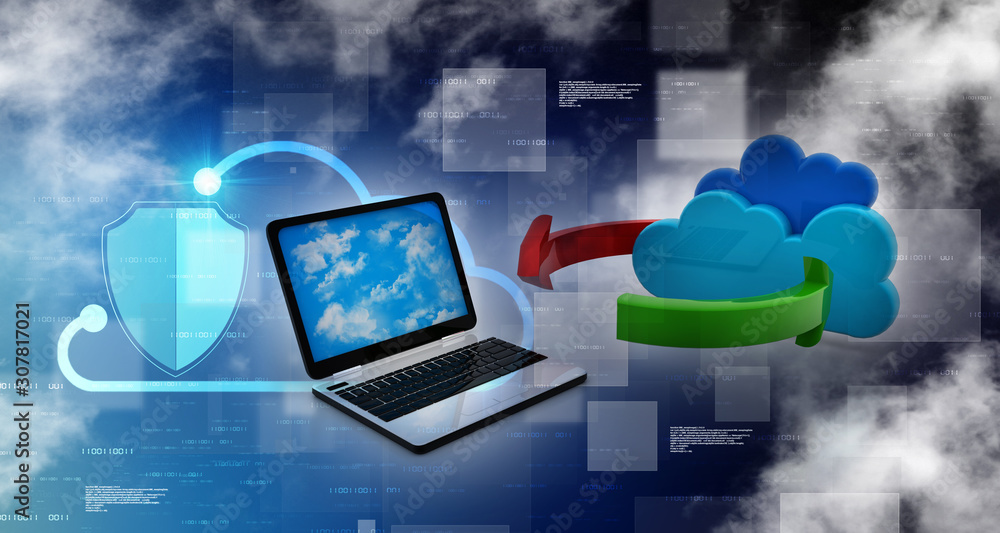 Poster 3d rendering technology cloud computing
