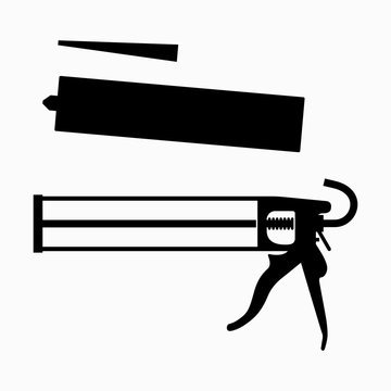 recommend clip art: Caulking sealant gun with the bottle of silicone glue