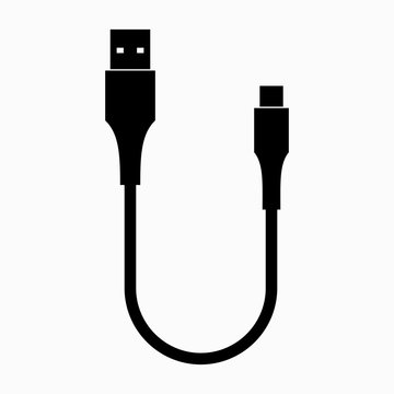 black usb cable on white background clip art preview