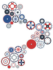 Gear mechanism. Isolated objects on white background. Vector illustration