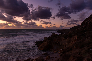 Beautiful cloudscape over the sea, sunset shot.