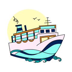 Obraz premium Ship on the waves