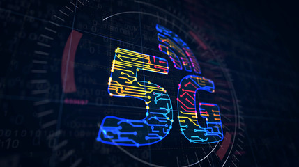 5g mobile network futuristic sketch
