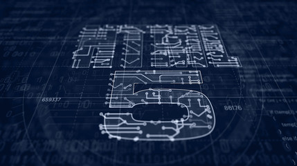 5g mobile network futuristic sketch