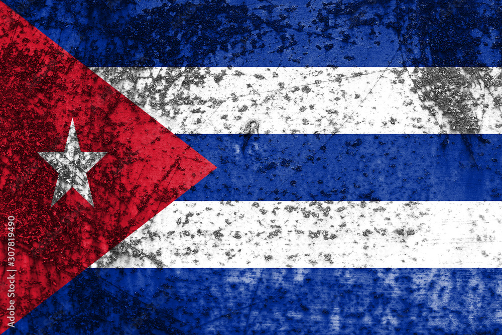 Poster flag of cuba with texture. template for design