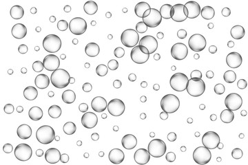 Air bubbles, oxygen, champagne crystal clear, isolated on white background modern design. Vector illustration EPS 10.