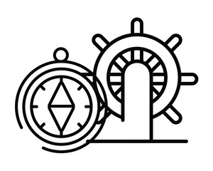 Obraz premium compass guide device with boat helm