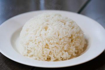 hot rice in the plate