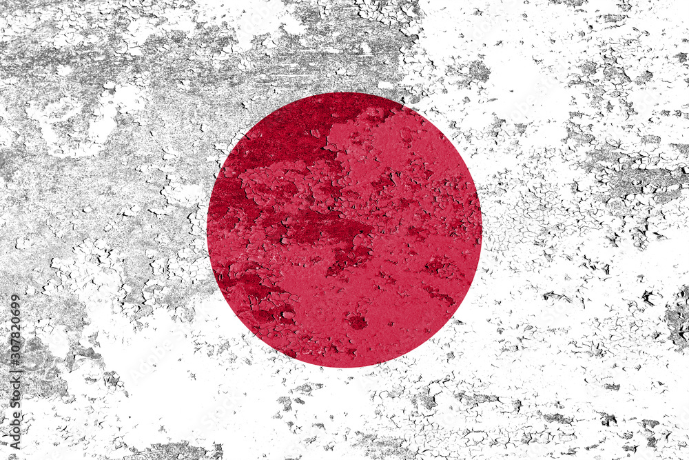 Poster flag of japan with texture. template for design