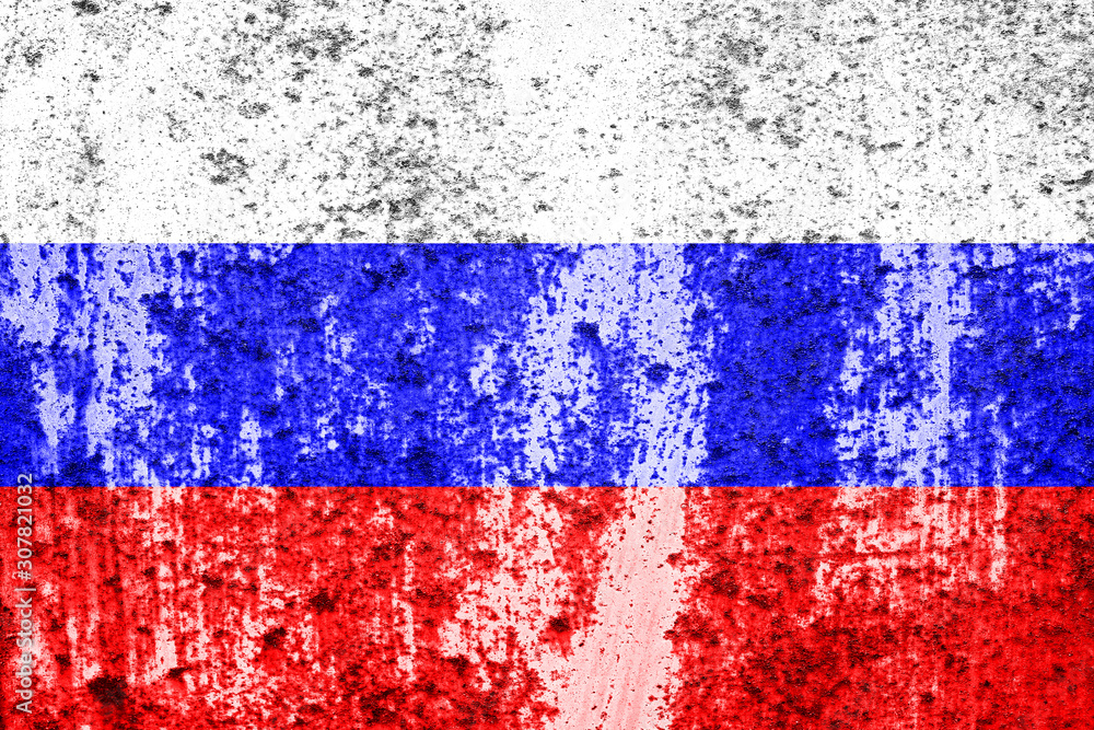 Poster flag of russia with texture. template for design