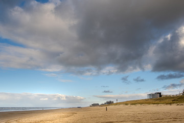 Beach at Egmond aan Zee under dark clouds