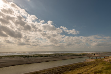 Hondsbossche Duinen with wet dune valley and viewing hut