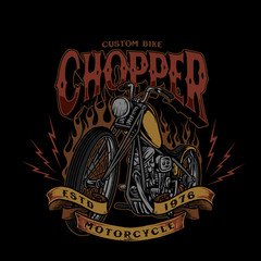 chopper custom bike style vintage vector illustration - obrazy, fototapety, plakaty