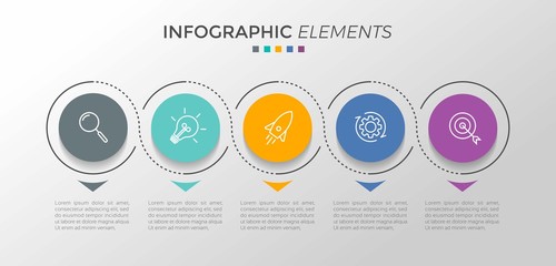 Presentation business infographic template with 5 options. Vector illustration.