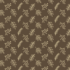 Christmas branch pattern mistletoe pine tree pattern illustration vintage holiday decoration winter 