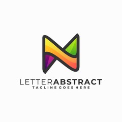 Letter N Colorful Illustration Vector Design Template