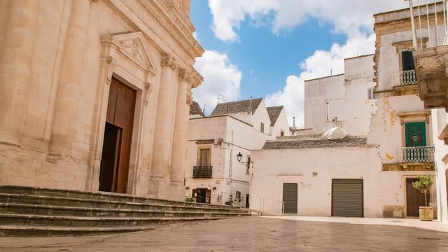 Mother church of St. Giorgio. Locorotondo. Puglia. Italy. Time-lapse.