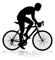 Naklejka premium Rowerzysta jedzie na rowerze rowerzysta w sylwetce