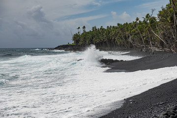 Black lava beach on Maui, Hawaii