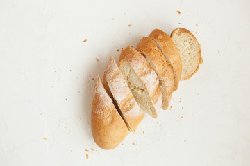 Baguette. Baguette or loaf of wheat flour on a white background.
