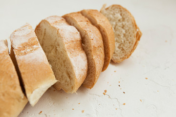 Baguette. Baguette or loaf of wheat flour on a white background.
