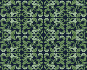 Cotton fabric Floral leaves filigree pattern seamless background illustration