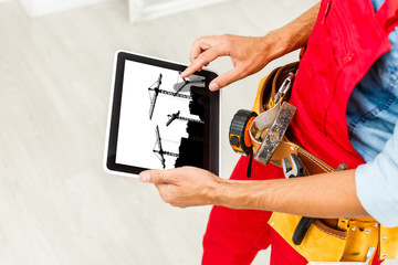 Businesswoman presents the construction project