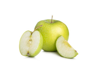 Green apple and slice isolated on a white background