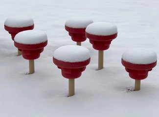 snow caps on children's playground