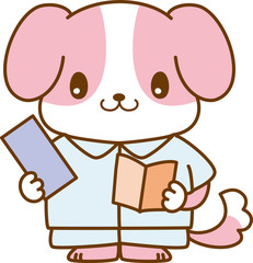 犬　キャラクター　看護師　勉強　鉛筆　ボード　書く　可愛い　ビーグル　服　立つ　動物　学習　教育