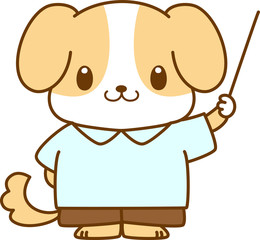 犬　キャラクター　授業　解説　先生　指示棒　説明　可愛い　ビーグル　動物　学習　教育
