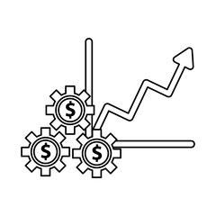 financial statistics graphic with gears dollars